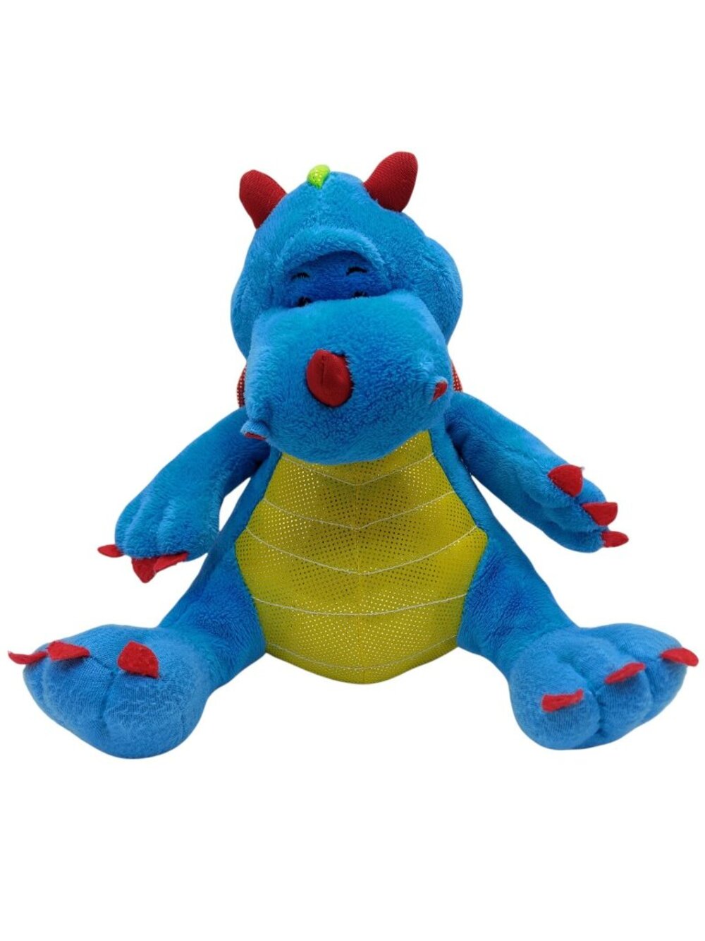 Animal Adventure Plush Stuffed Blue Yellow Pink Glittery Dragon Sewn Eyes 10"
